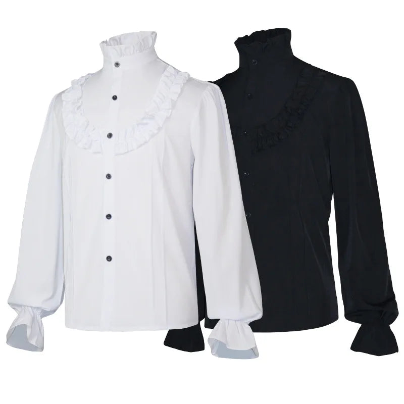 Men Medieval Vintage Prince Costume Pirate Cosplay Shirt Trench Renaissance Victorian Edwardian Men Viking Warrior Knight Outfit