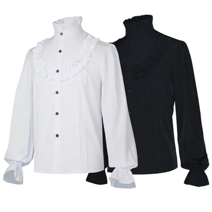 Men Medieval Vintage Prince Costume Pirate Cosplay Shirt Trench Renaissance Victorian Edwardian Men Viking Warrior Knight Outfit