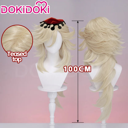 Doumaa Cosplay Wig Anime DokiDoki Men Golden 100cm Long Hair Doumaa Cosplay Heat Resistant Wig Free Cap
