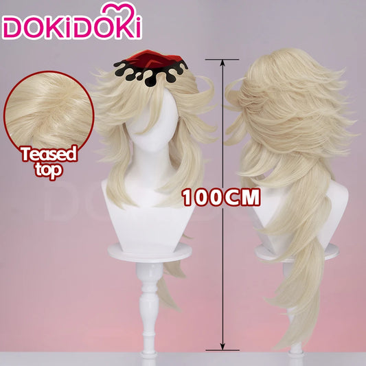 Doumaa Cosplay Wig Anime DokiDoki Men Golden 100cm Long Hair Doumaa Cosplay Heat Resistant Wig Free Cap