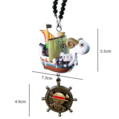 Cartoon Anime One Pieces Pirates Boat Going Merry/ Thousand Sunny Grand Pirate Ship Car Pendant Action Figure Collectible Toy