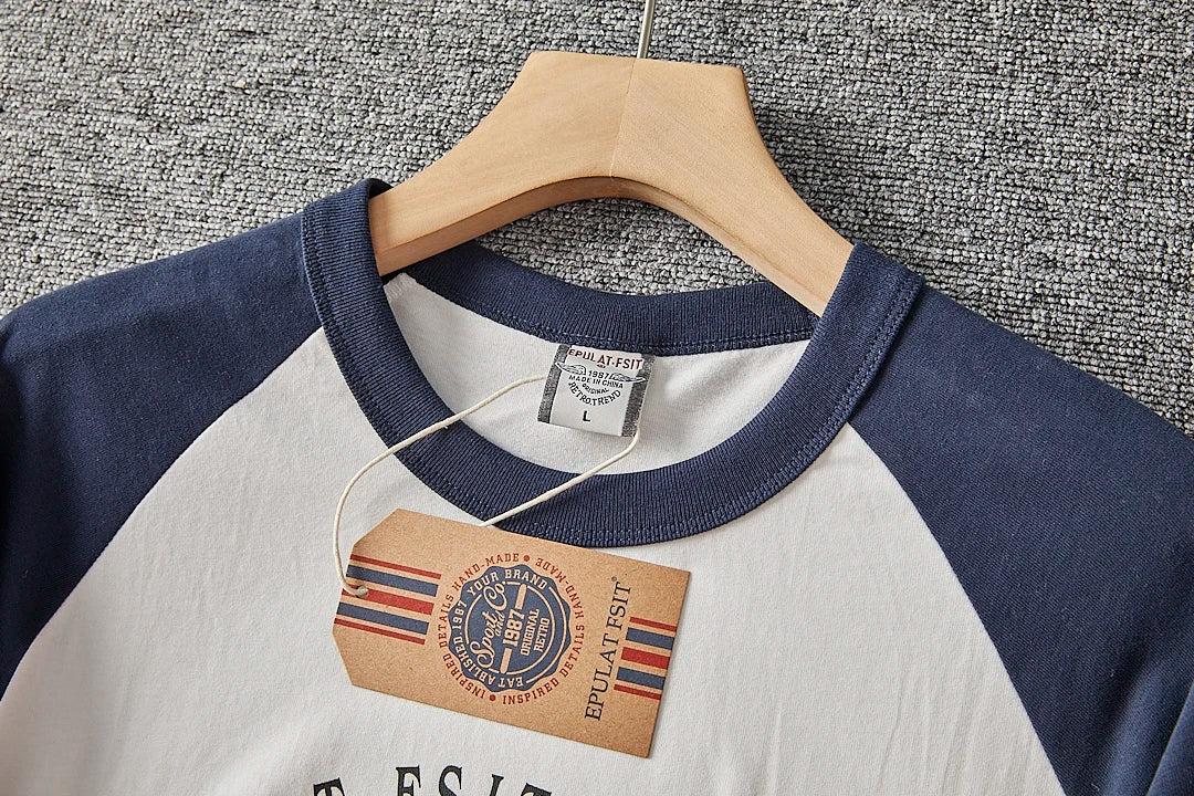 Summer New American Retro Short-sleeved O-neck Letter Printed T-shirt Men's Fashion Simple 100% Cotton Washed Casual Sport Tops