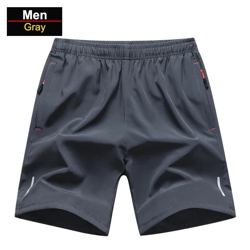 Chrlck Men’s Reflective Quick-Dry Running Shorts Breathable Ice Silk Fishing Pants Large Size M-8XL - Black