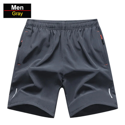 Chrlck Men’s Reflective Quick-Dry Running Shorts Breathable Ice Silk Fishing Pants Large Size M-8XL - Black