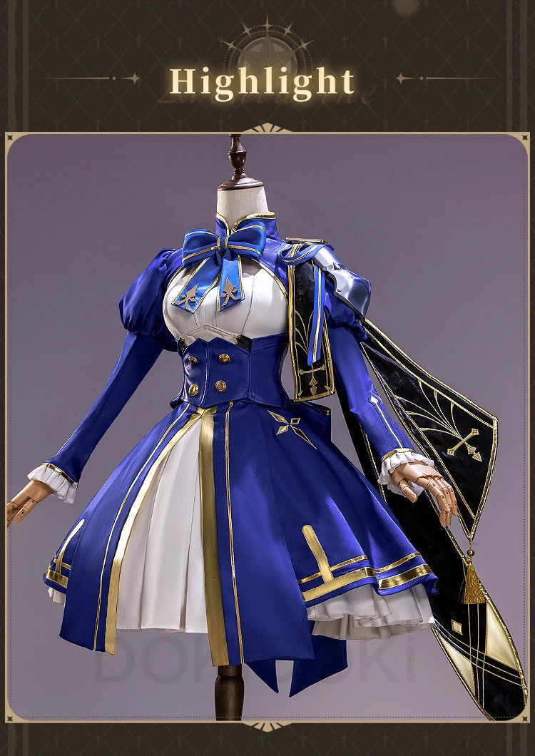 Saber Cosplay Costume Honkai: Star Rail x Fate DokiDoki-SR HSR Women Costume Dress Saber Cosplay Wig