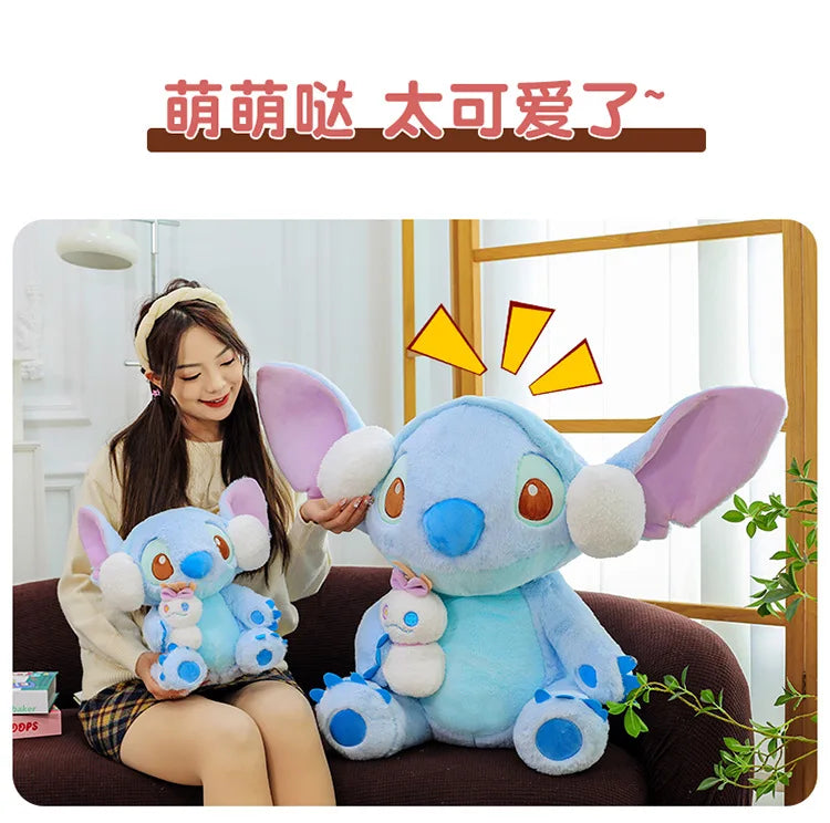 60/80/100cm Super Big Size Stitch Winter Disney Kawaii Anime Plush Stuffed Doll Cartoon Plushies Children's Pillow Holiday Gift