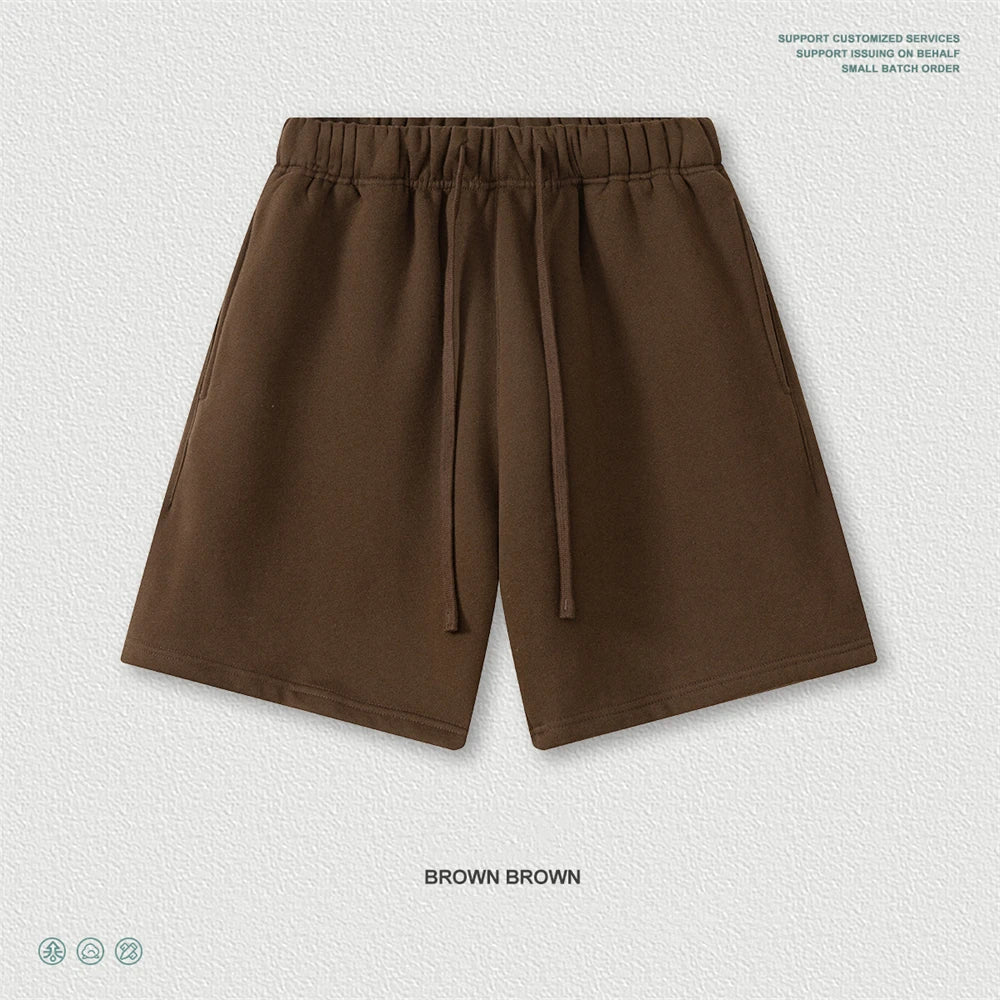 ZODF Trendy 2025 Autumn Winter Men Warm Soft Fleece Shorts Unisex Casual Hip Hop 345gsm Solid Shorts Brand Bottoms HY1173