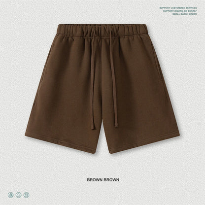 ZODF Trendy 2025 Autumn Winter Men Warm Soft Fleece Shorts Unisex Casual Hip Hop 345gsm Solid Shorts Brand Bottoms HY1173