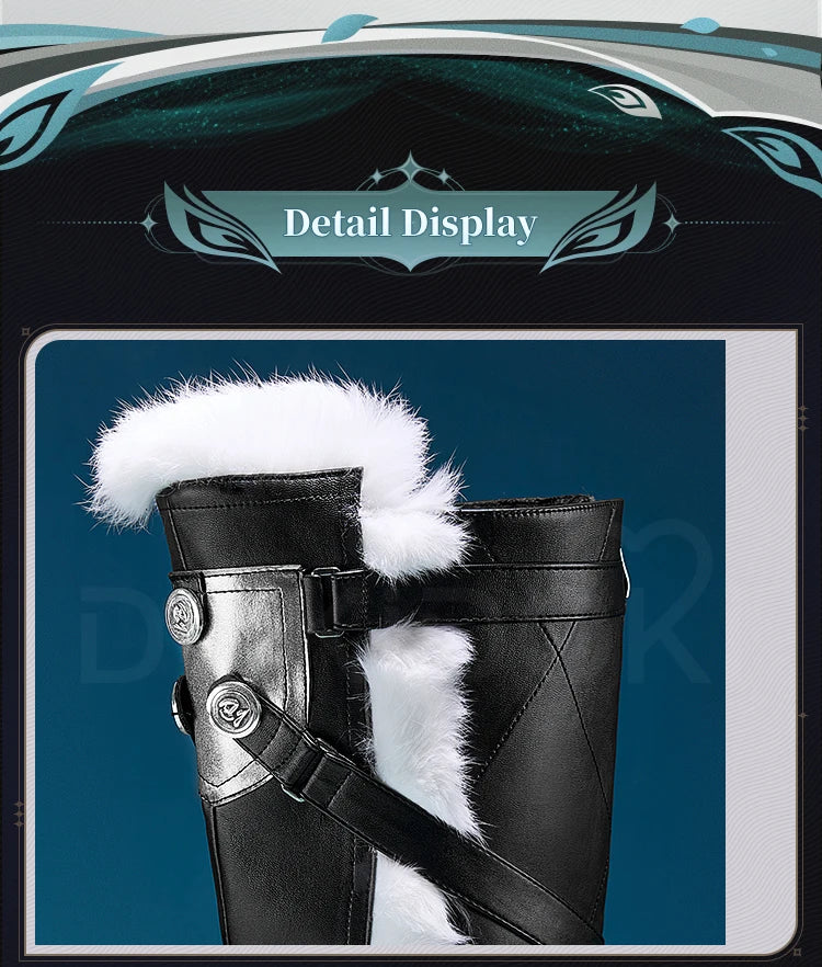 IN STOCK Rover Qiuyuan Cosplay Shoes Game Wuthering Waves DokiDoki-SR Black Leather Shoes Rover Cosplay Men Christmas Long Boots