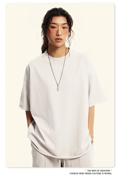 ZODF Retro 2024 Summer Men Washed Cotton T-Shirts  Unisex Women 310gsm Distressed Hem Loose Edge T Shirt Brand Tees HY0808