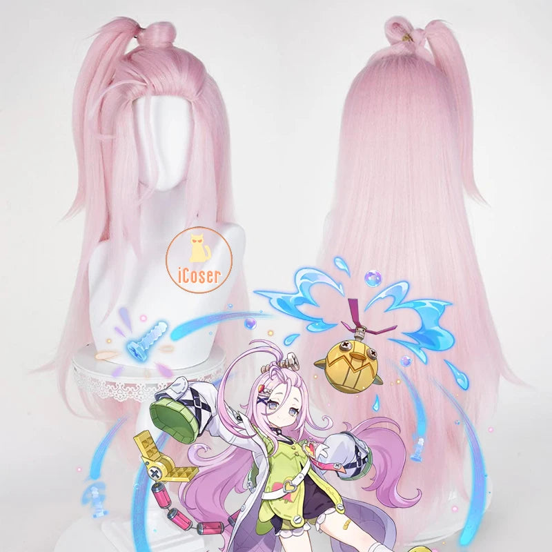 Genshin Impact Aino Cosplay Costume Wig Uniform Headwear Frog Backpack Clink-Clank Krumkake Craftshop Halloween for Women Girls