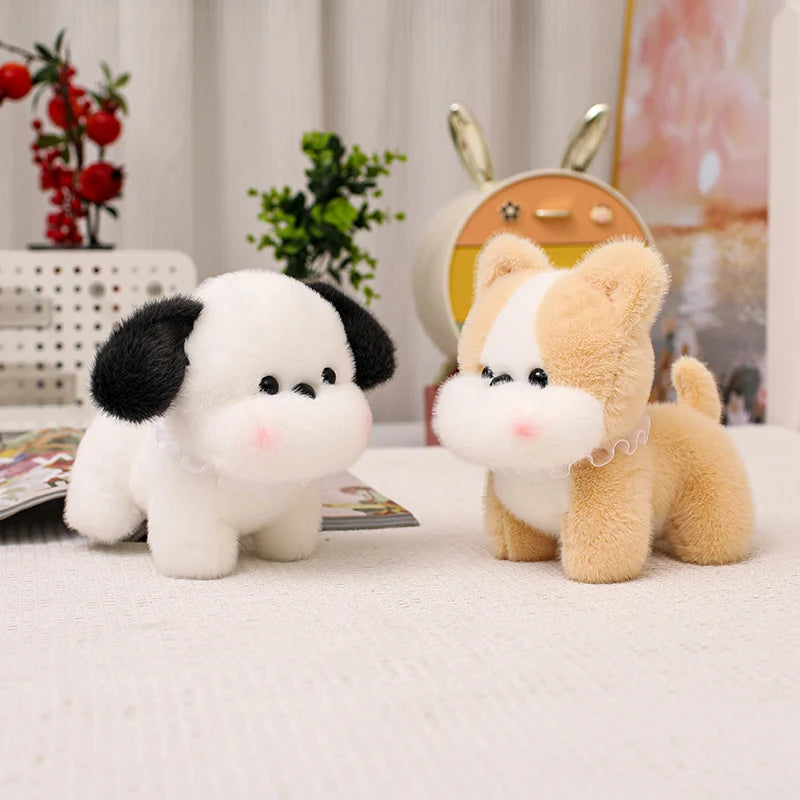 ZU Kawaii Teddy Pets Lifelike Fluffy Puppy Soft Doll Cute Small Chow Pomeranian Corgi Yorkie Dog Plush Toys Gift For Girl