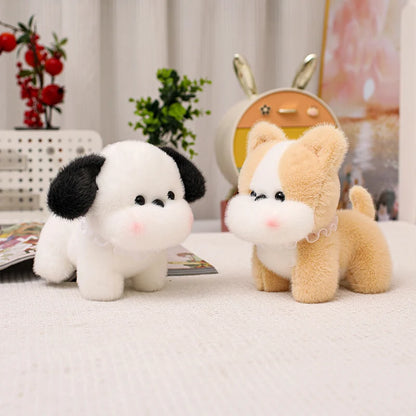 ZU Kawaii Teddy Pets Lifelike Fluffy Puppy Soft Doll Cute Small Chow Pomeranian Corgi Yorkie Dog Plush Toys Gift For Girl