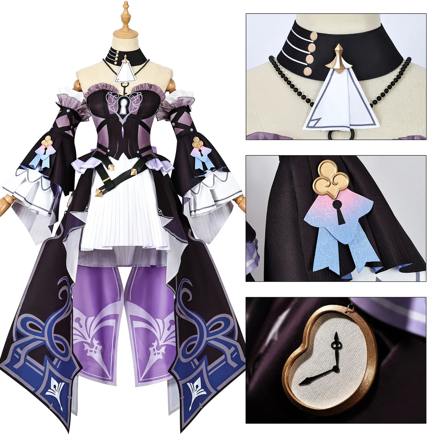 Honkai Star Rail The Herta Cosplay Costume Wig Dress Hat Uniform Headwear Necklace Halloween Party for Women Girls Carnival Prop