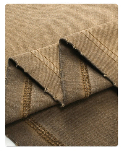 ZODF New 2024 Autumn Washed 100% Cotton T-Shirt For Men Unisex Loose Distressed 275gsm O Neck T Shirts Brand Tops HY0924