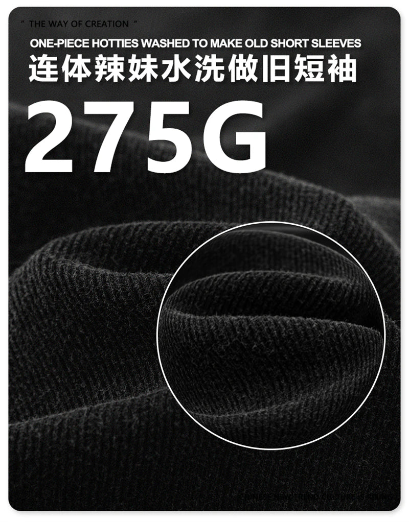 ZODF Hotsweet 2025 Women Washed Short Sleeve Bodysuits Sexy Girls Female 275gsm Slim Fit Distressed TEE Brand Tops HY1058