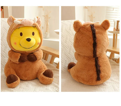 Disney 35-65cm Large-sized Winnie The Pooh Plush Toy with A Removable Hat A Cuddly Doll for Sleeping and Hugging Festival Gifts