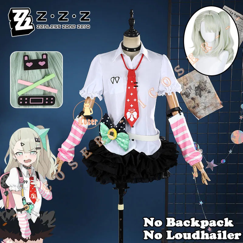 Chinatsu Remiel Cosplay Costume Wig Dress Zenless Zone Zero Uniform Headwear Angels of Delusion Halloween Party for Women Girls