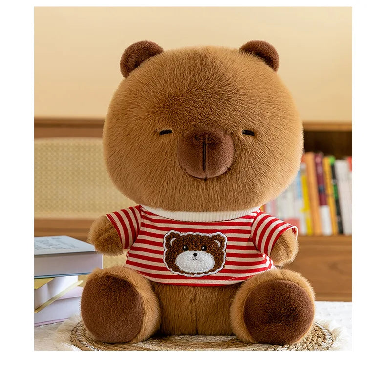 New black striped hoodie dolphin plush toy dress up Capibala sofa decoration room children's birthday Christmas surprise gift