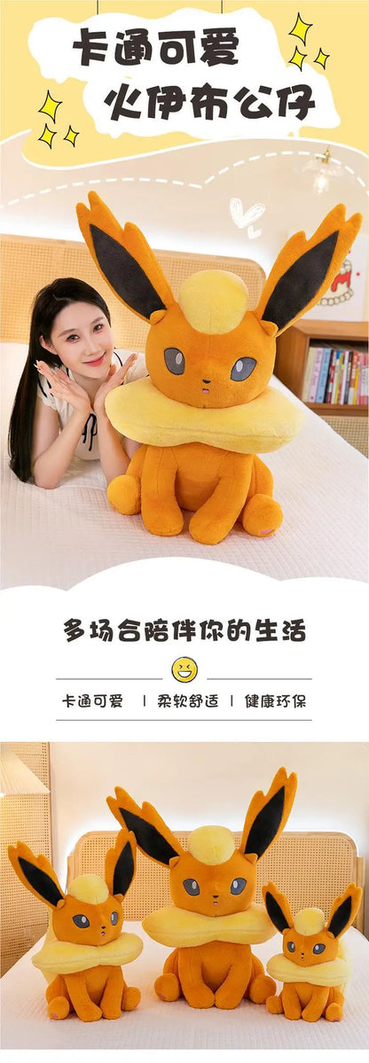 45/60/80CM Pokemon Flareon Plushies Cartoon Anime Stuffed Kawaii Ornament Comfortable Soft Doll Children's Toys Peluche Gift