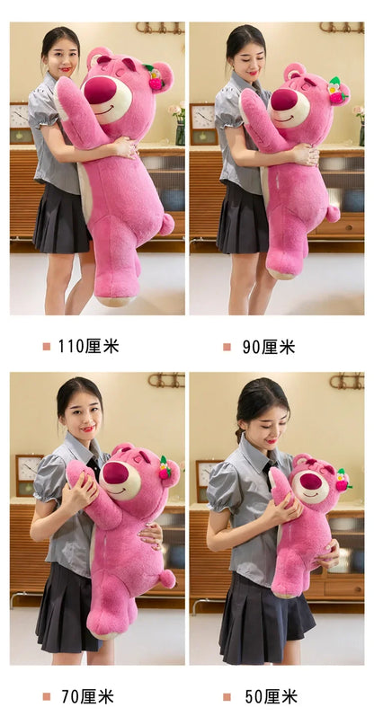 90cm Anime Toy Story Lots-o-Huggin Bear Plush Toy Kawaii Lying Sleeping Lotso Bear Plush Soft Stuffed Doll Pillow Birthday Gift