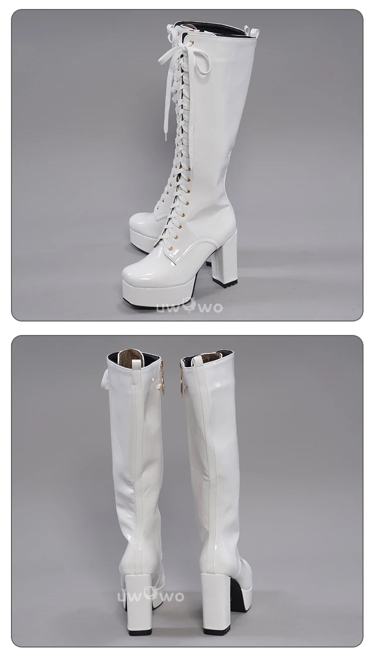 UWOWO Cosplay Shoes Universal Shoes Boots Black Blue White Rose High Tube Boots