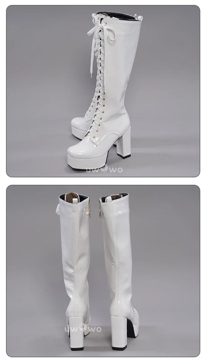 UWOWO Cosplay Shoes Universal Shoes Boots Black Blue White Rose High Tube Boots