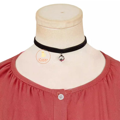 Anime Witch Watch Nico Wakatsuki Cosplay Costume Wig Red Dress Choker Outfit Halloween Party for Women Girls Carnival Props Cos