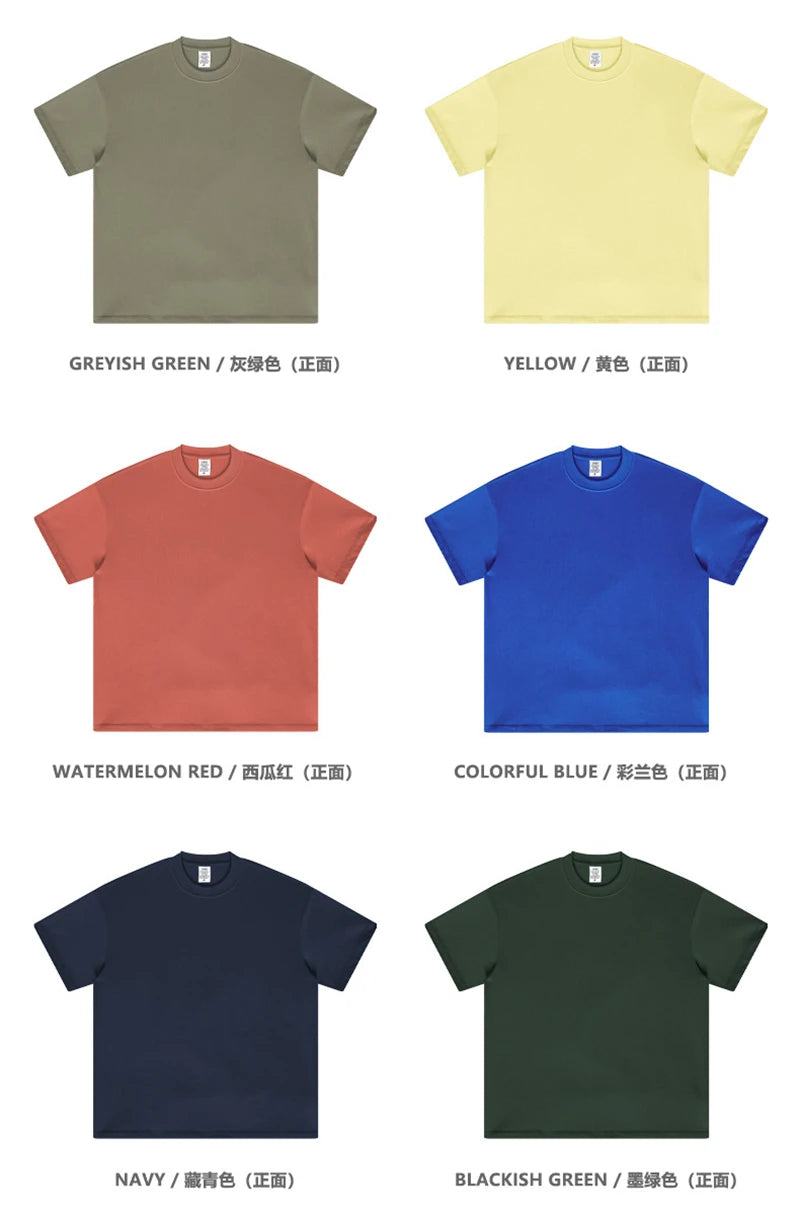 ZODF New 2025 Heavy Weight 305gsm Solid Cotton T Shirts For Men Unisex Summer Oversized Noshrink Basic T-Shirt Brand Tops HY0475