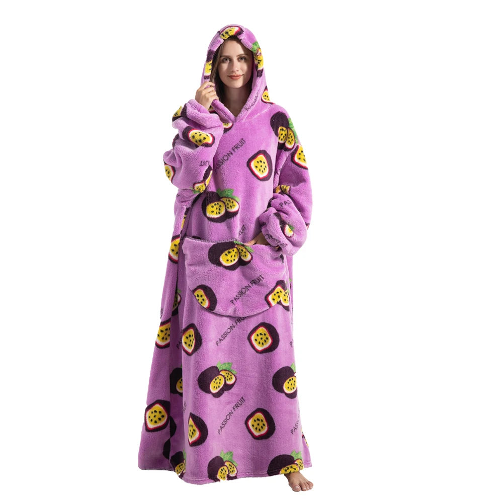Women Hoodies Winter Clothes Flannel Panda Avocado Long Tops Oversized Blanket Hoodie for Men Home Wear Casual Korean Hoodie