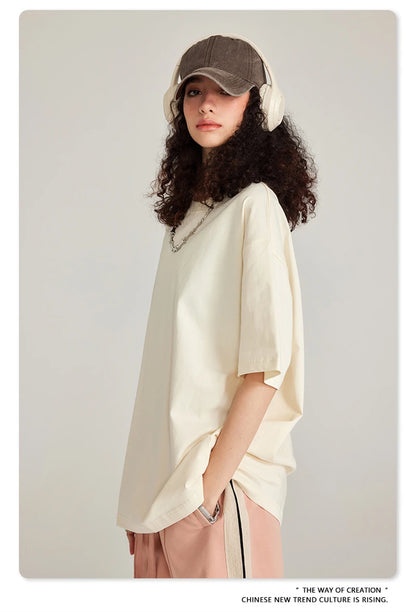 ZODF Trendy Summer 260gsm Cotton Oversized T Shirts For Men Unisex Male Kanye West High Street Solid Tees Brand Tops HY0122