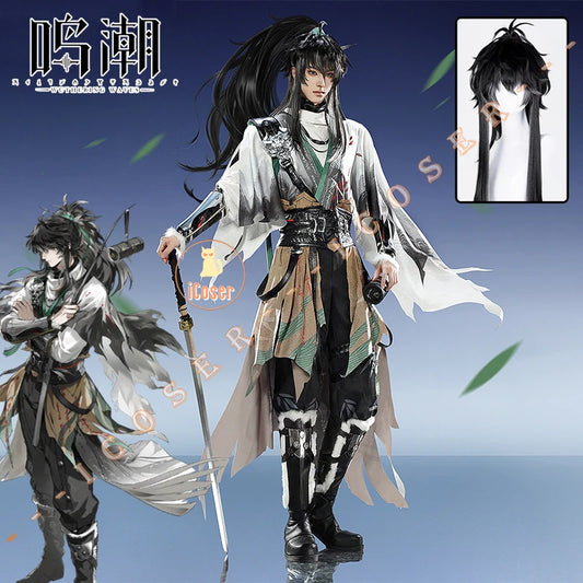 Wuthering Waves Qiuyuan Cosplay Costume Wig Uniform Outfit Headwear Carnival Halloween Party for Women Men Role Play Accessory