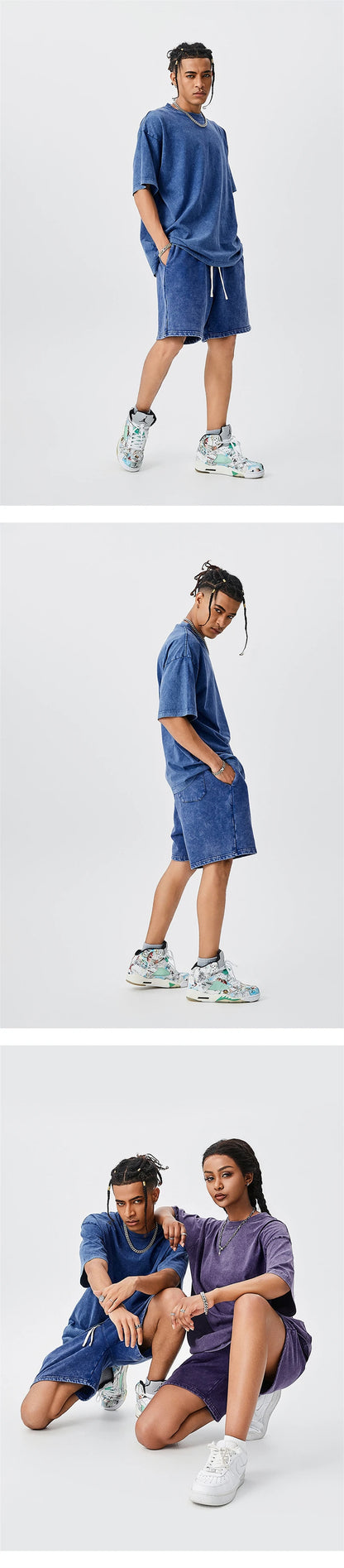 ZODF Men's Summer Batik Washed 250gsm T Shirts Retro Vintage Unisex Basic Loose Solid Cotton T-Shirt Brand Tops 2024 New HY0753