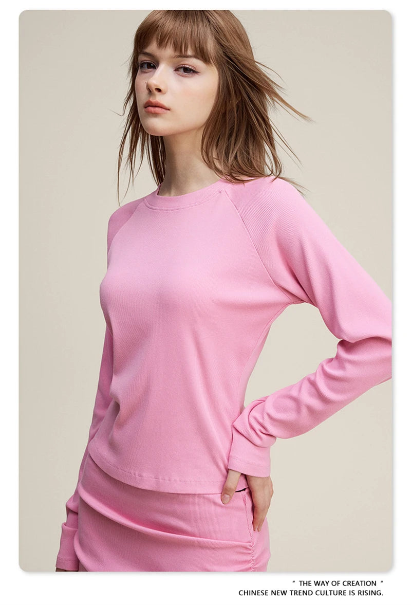 ZODF Sexy Autumn Washed 275gsm Full Sleeve T Shirt For Women Ladies Girls Slim Fit Distressed T-Shirts Tops HY1145