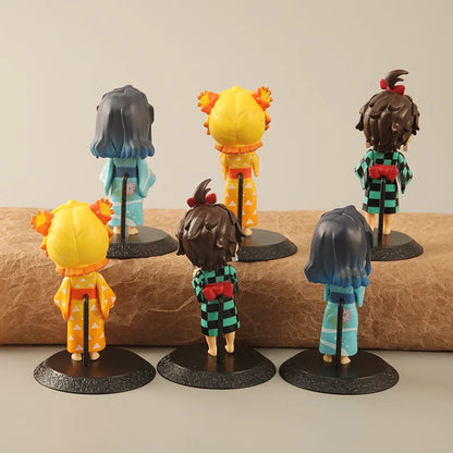 6pcs/set Anime Demon Slayer Kimetsu no Yaiba Kamado Tanjirou Agatsuma Zenitsu Hashibira Inosuke Action Figure PVC Model Toy Gift