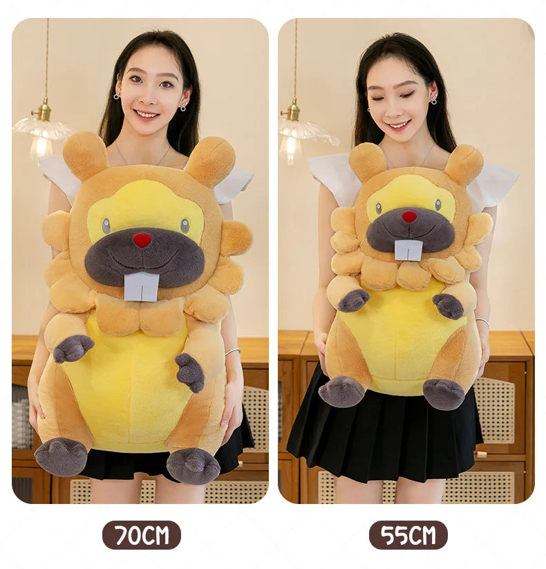 35/80cm Large Bidoof  Pokemon Plush Toys Anime Doll Cute Pillow Cartoon Giant Pokémon Plushie Stuffed Gift for Kids Christmas