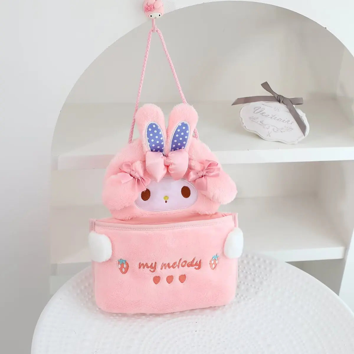 Cartoon My Melody Storage Bag Lovely Anime Hanging Car Seat Back Storage Bag Sweet Piano Japanese Style Car Accessories Girl