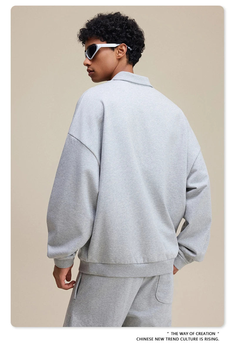 ZODF Casual 2025 Autumn 445gsm Sweatshirt For Man Unisex Turn Down Collar Solid Fleece Pullovers Winter Coats HY1111