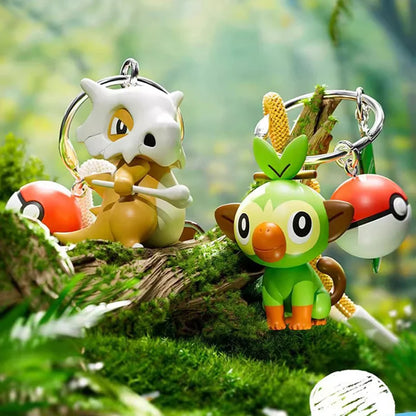 Genuine Pokemon Scorbunny Keychain Grookey Riolu Sobble Wobbuffet Cubone Anime Action Figure Toy Keyring Fragrance Pendant Gift