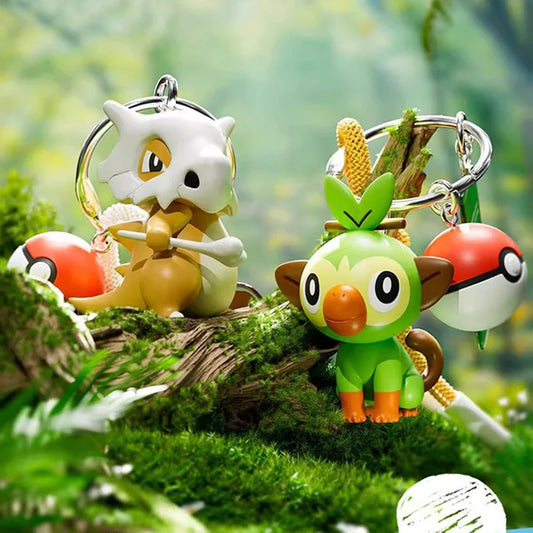 Genuine Pokemon Scorbunny Keychain Grookey Riolu Sobble Wobbuffet Cubone Anime Action Figure Toy Keyring Fragrance Pendant Gift