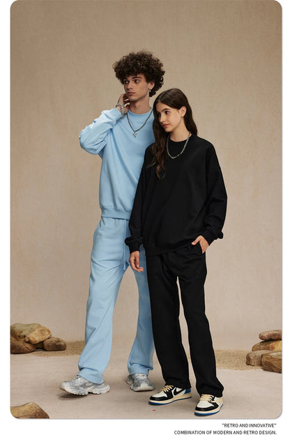 ZODF 2024 Autumn Winter Men's Basic O-Neck Sweatshirt Unisex Loose Solid 430gsm Terry Pullovers Streetwears HY0910