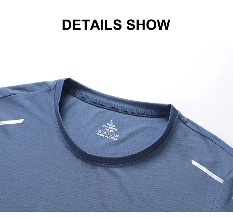 Chrlck Men’s Quick Drying Breathable Running T-Shirt Soft Elastic Outdoor Sports Shirt Summer