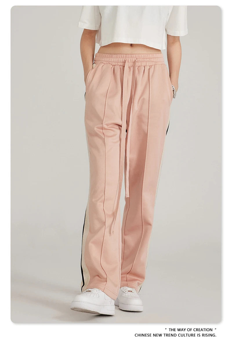 ZODF Spring Summer 275GSM Basic Side Webbing Trousers For Men Unisex American Retro Casual Sports Straight Pants HY0540