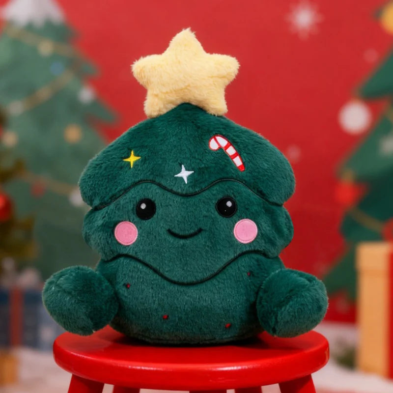 Big Festive Christmas Plush Pillow Cushion Adorable Snowman Gingerbread & Christmas Tree Design Soft Stuffed Plushies Home Decor