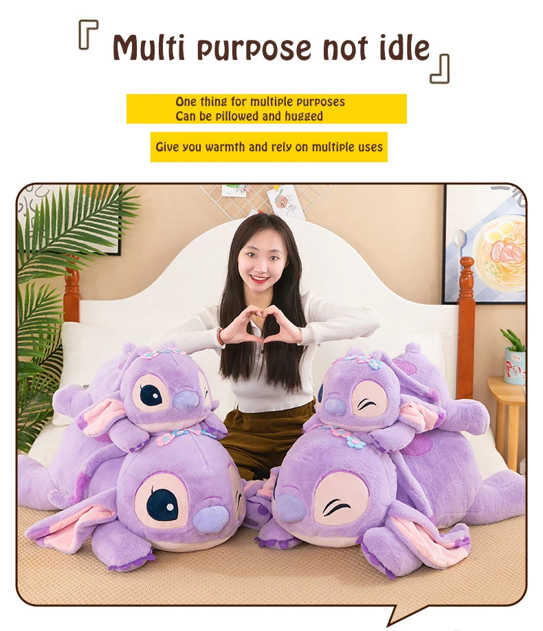 Disney Lilo and Stitch Plush Toys Prone Cute 55/80cm Anime Stich Doll Stuffed Plushie Angel Pillow Soft Gift for Children Kawaii