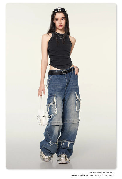 ZODF Women 2024 Summer Washed Tank Tops Female Hotsweet Girls 235gsm Slim Pleated Arc Hem Camisole TEE Streetwears HY0795