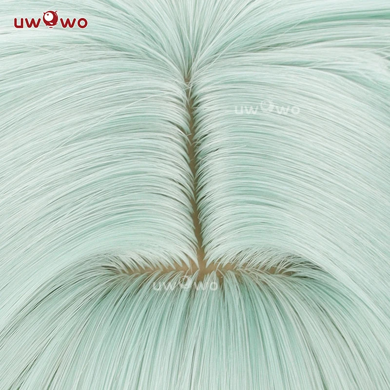 UWOWO V Singerr Mikku Cute Bunny Women Cosplay Wig With Ponytails Light Green Hair 45CM