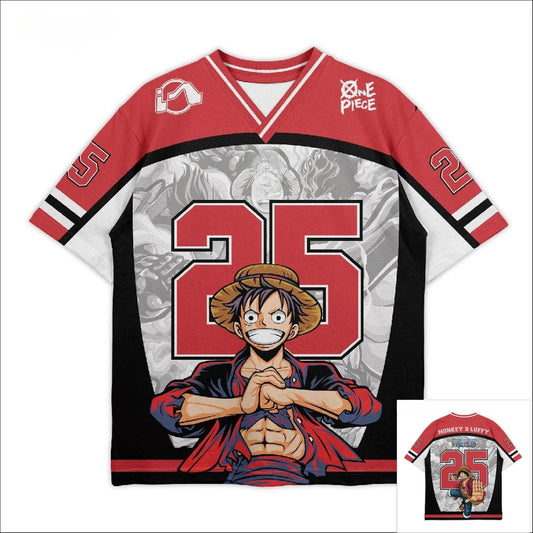 25 Jersey One Piece Luffy Anime Y2k Korean Style Kpop Baseball Hockey T-shirt Fashion Streetwear Anime Daily Unisex Tops Tees