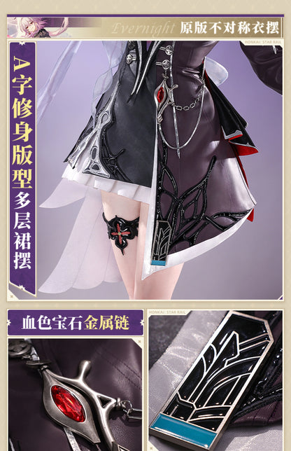Honkai Star Rail Evernight March 7th Cosplay Costume Wig Dress Headwear Mysterious Foreign Guest Amphoreus Halloween Party Women