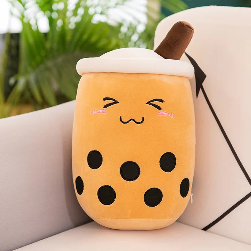 Bubble Tea Boba Plushie Kawaii Room Decor Plush Toy Stuffed Ice Cream Food Milk Tea Soft Hug Cushion Birthday Gift for Kids